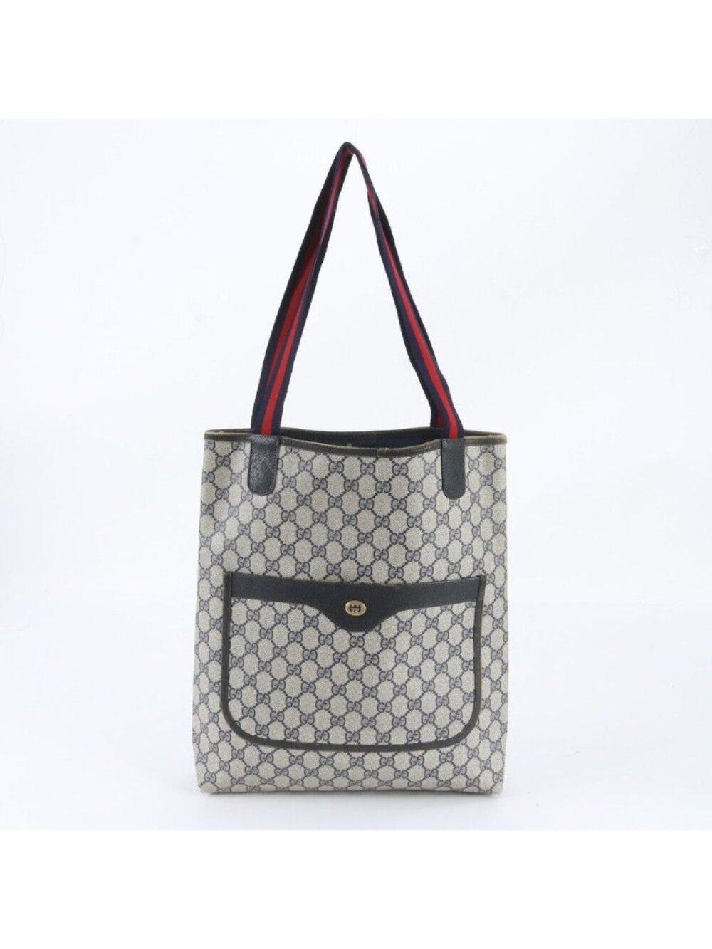 Gucci GG Supreme Leather Tote Bag Shoulder Business Navy